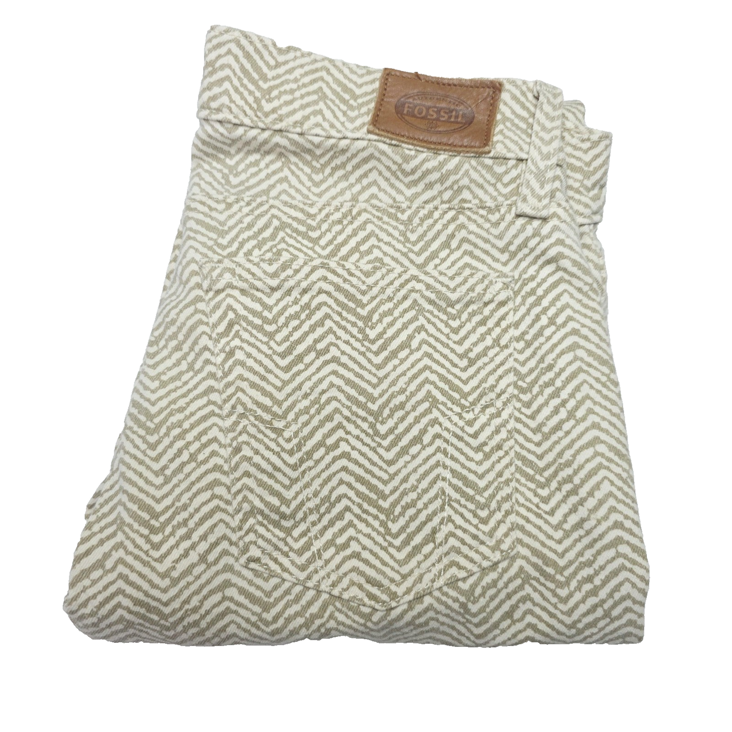 Fossil Jeans Women's 27x30 Beige Skinny Herringbone Stretch Denim Pockets Logo