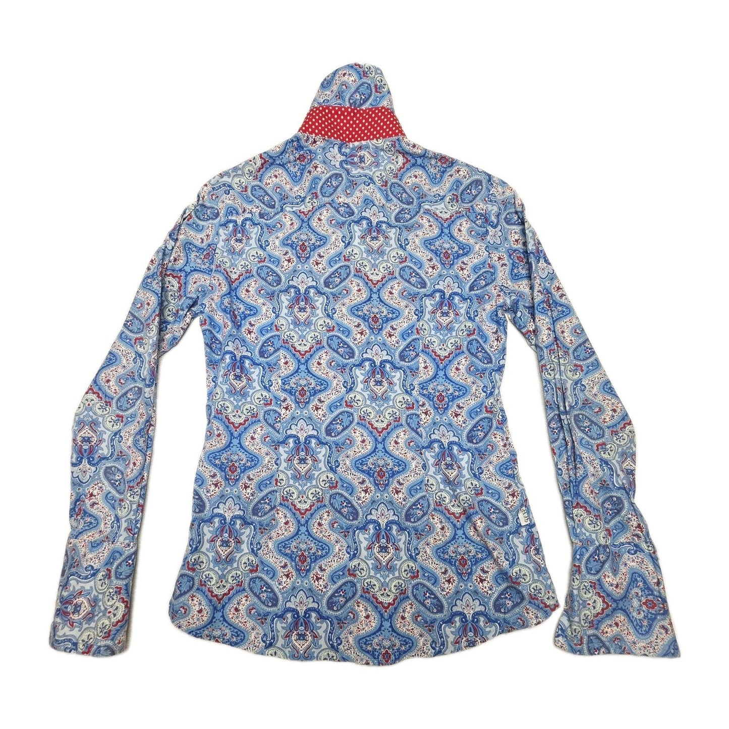 Hitchley & Harrow Shirt Women's 8 Blue Long Sleeve Button Up Paisley Cotton