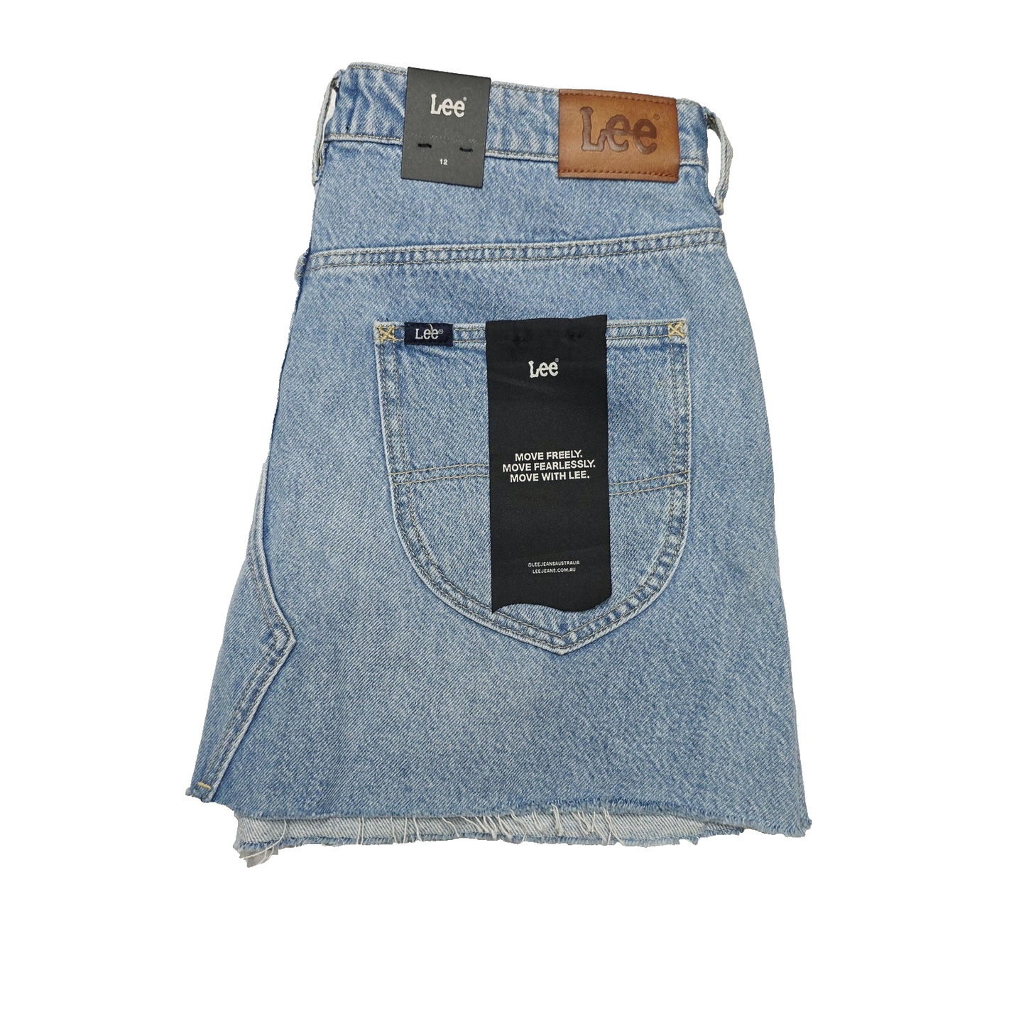 Lee Skirt Women's 12 Blue Denim Relaxed Mini Raw Hem Casual Soho Fade Summer