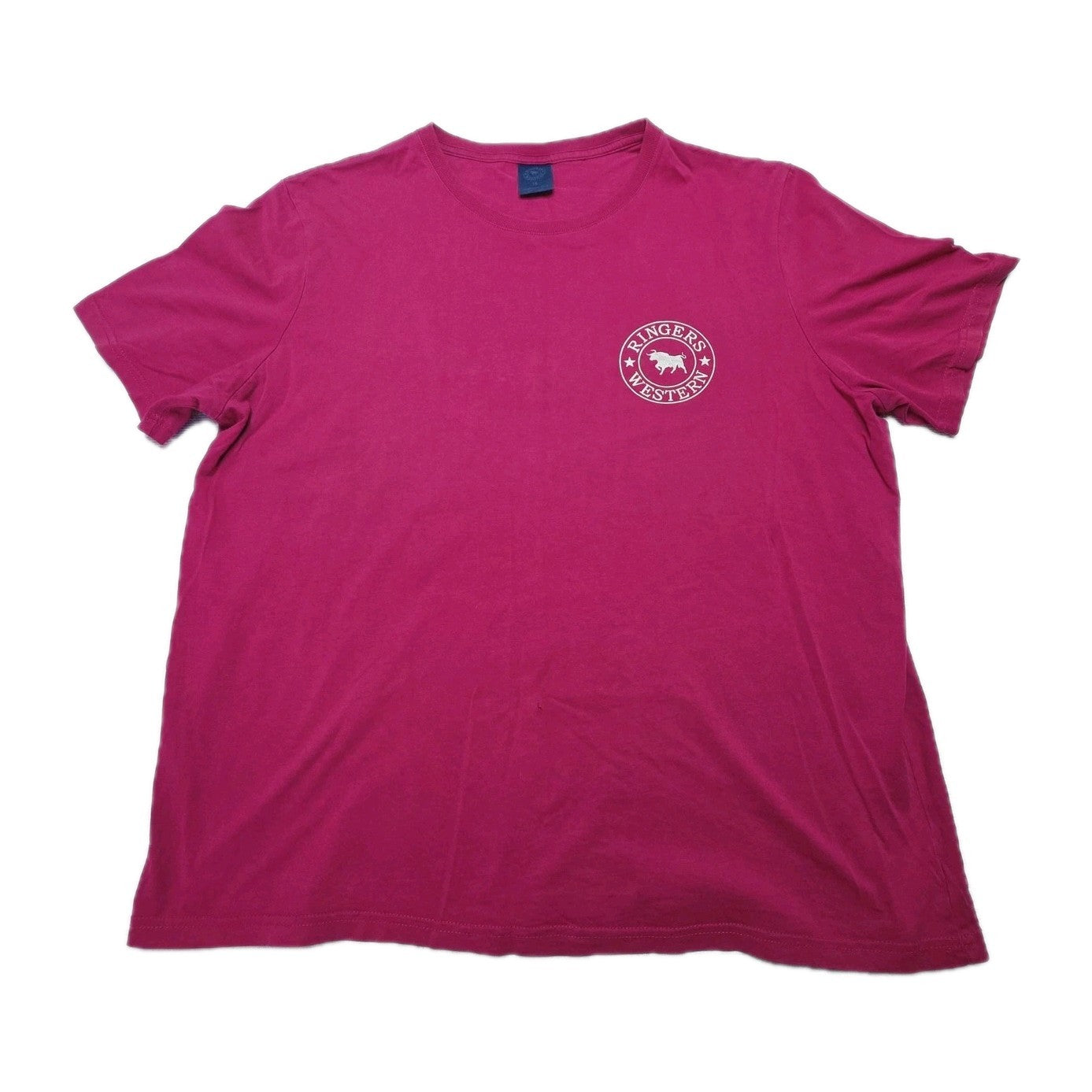 Ringers Western T-Shirt Women's 18 Pink Logo Back Print Cotton Casual Top