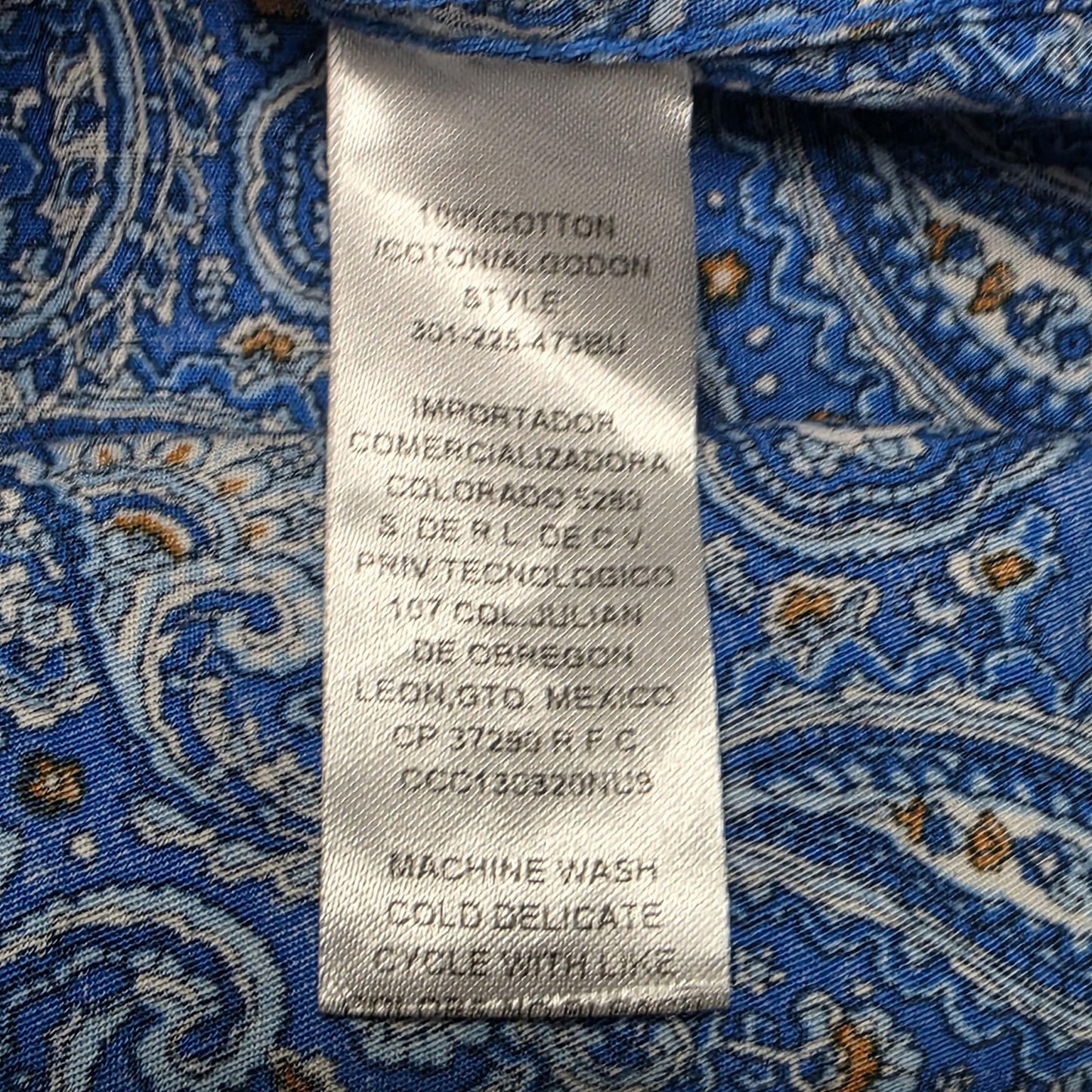 Roper Paisley Shirt Mens Medium M 100% Cotton Long Sleeve Snap Front Western