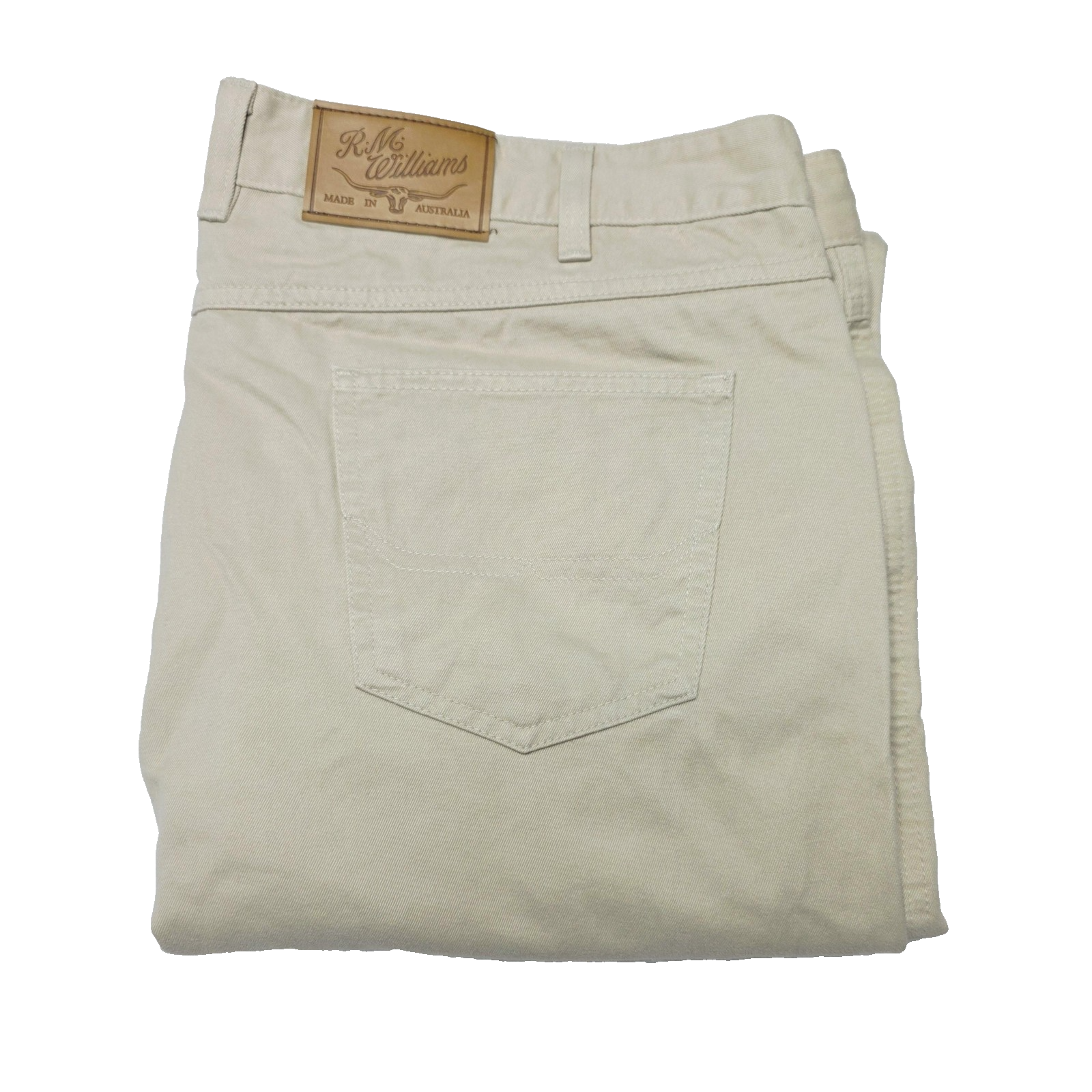 R.M. Williams Pants Men's 42R Beige Chino Regular Cotton Denim Casual TJ780