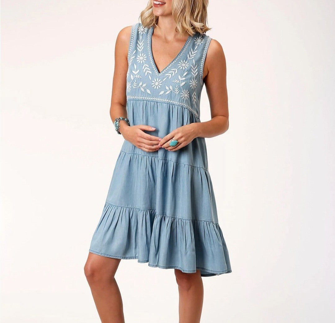 Roper Studio West Embroidered Sleeveless Dress Ladies Size S