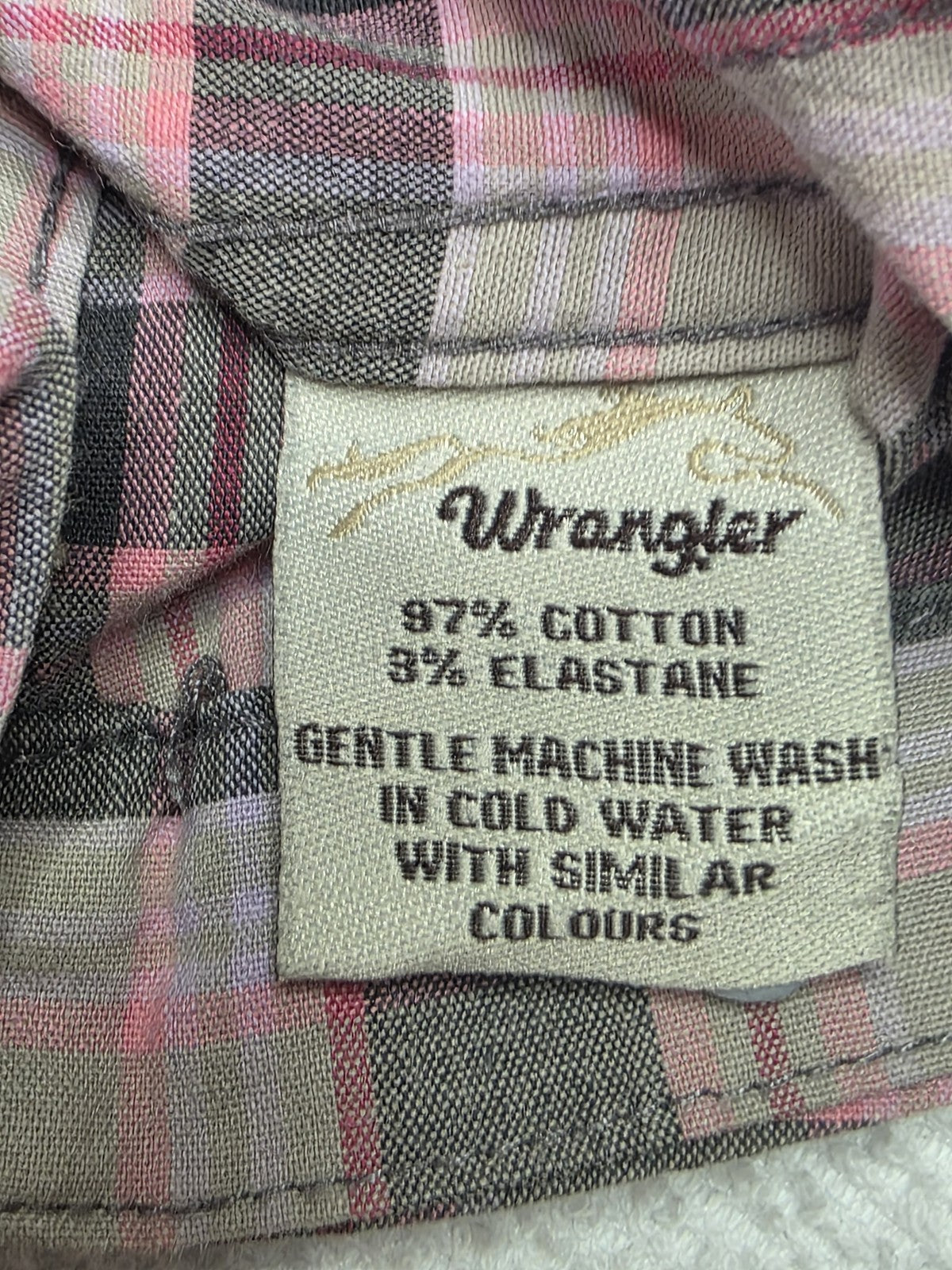 Wrangler Shirt Womens 12 Multicolour Pink Grey Plaid Button Up Long Sleeve