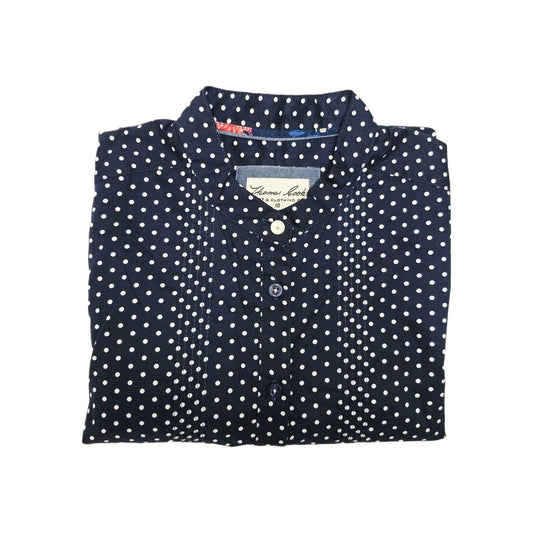 Thomas Cook Shirt Women's 10 Blue Long Sleeve Button Up Polka Dot Cotton Top