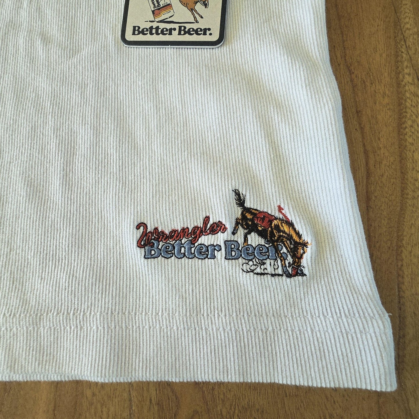 Wrangler Shirt Men's 2XL White Sleeveless Better Beer Tank Embroidered Cotton