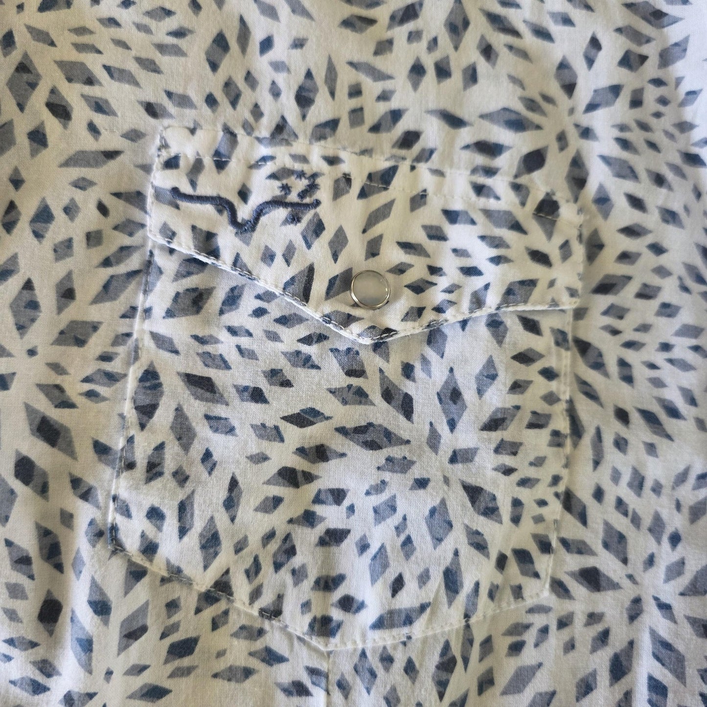 Thomas Cook Shirt Women's 18 White Long Sleeve Snap Button Up Western Geometric