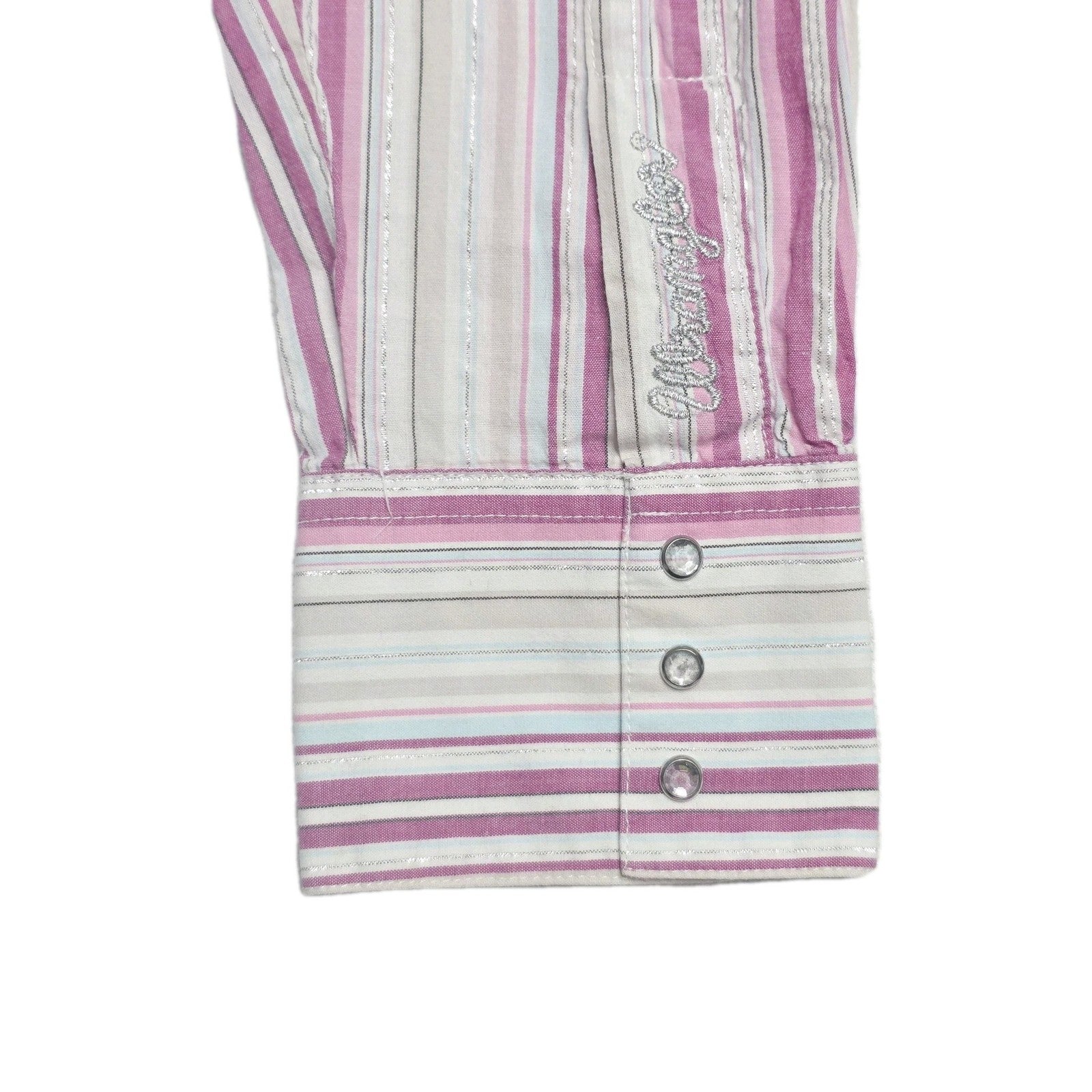 Wrangler Shirt Women's 12 Pink Striped Long Sleeve Snap Western Cotton Pockets