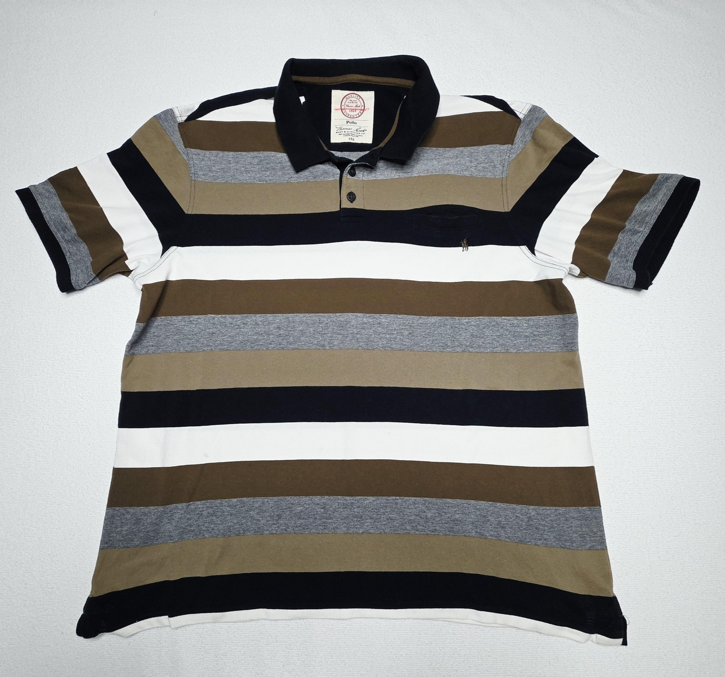 Thomas Cook Shirt Men's 4XL Multicolour Striped Short Sleeve Cotton Polo