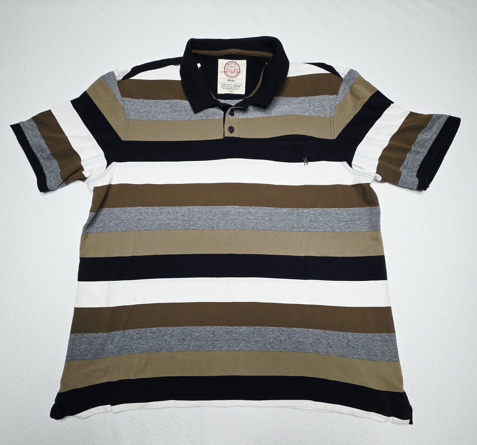 Thomas Cook Shirt Men's 4XL Multicolour Striped Short Sleeve Cotton Polo