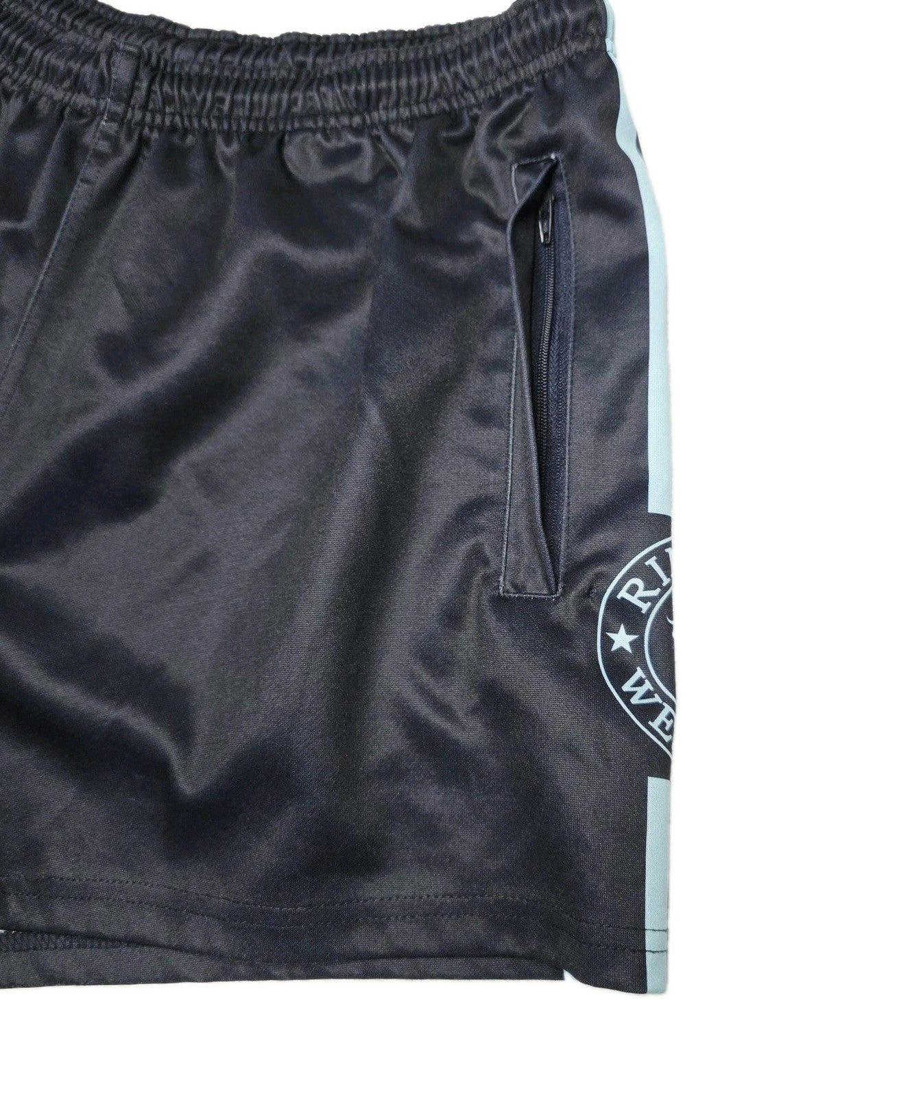 Ringers Western Shorts Men's 30 Navy Athletic Sweat Elastic Waist Logo Summer