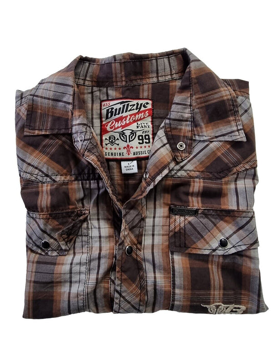 Bullzye Customs Rodeo Short Sleeve Mens Shirt Size L