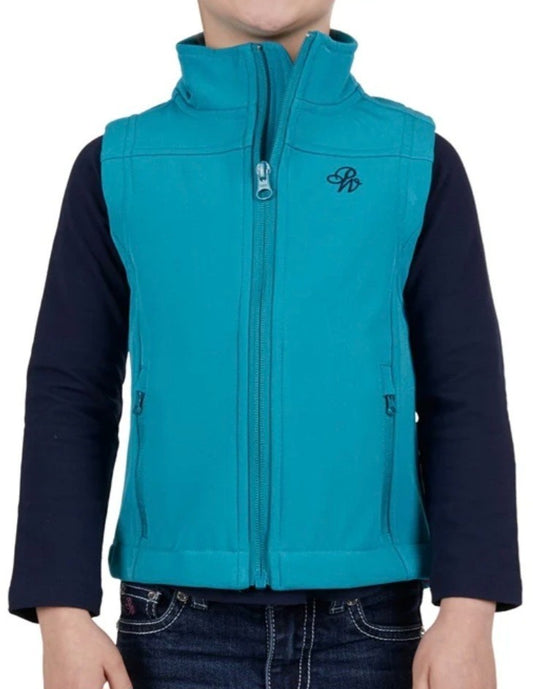Pure Western Tracy Soft Shell Girls Vest Aqua Size 6 New With Tags