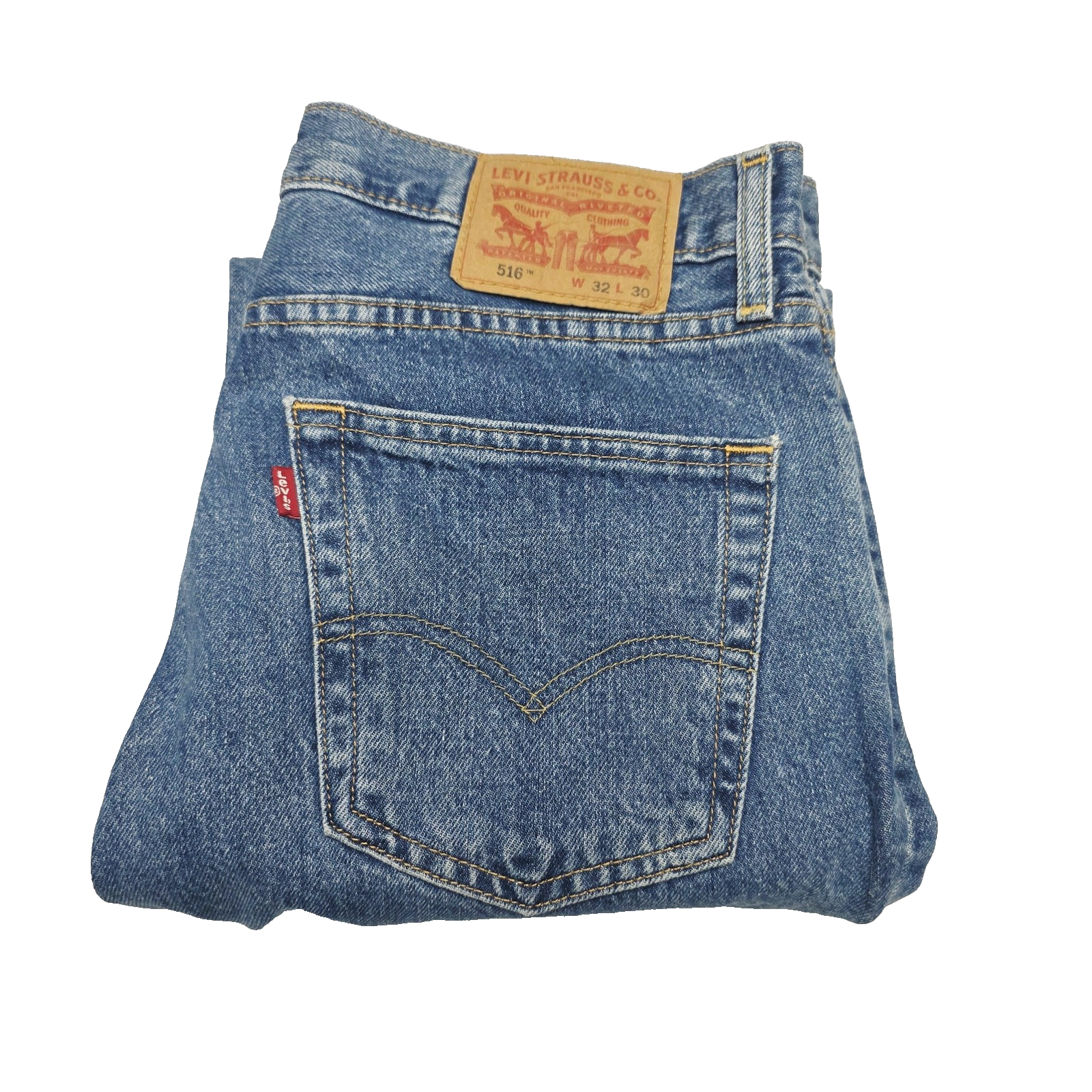Levis 516 Jeans Mens 32x30 Blue Straight Regular Zip Fly Denim Medium Wash Logo
