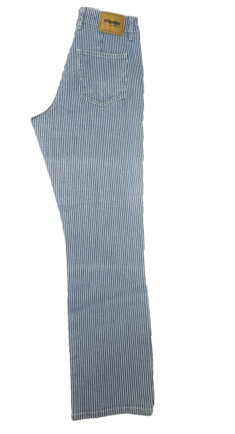Wrangler Jeans Women's 8 Blue White Stripe Straight Patti Denim Stretch Highrise