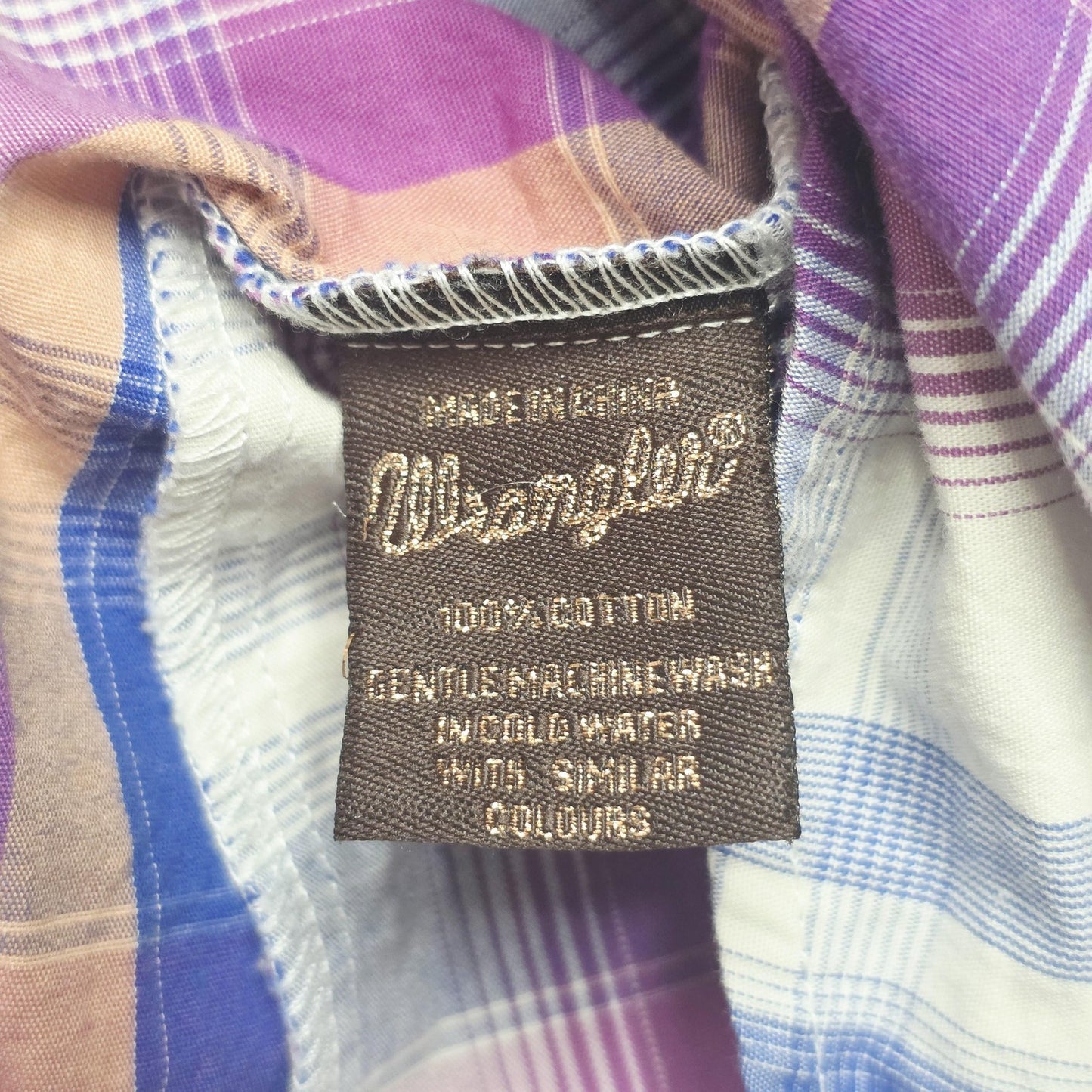Wrangler Shirt Women's 22 Multicoloured Long Sleeve Snap Plaid Cotton Western