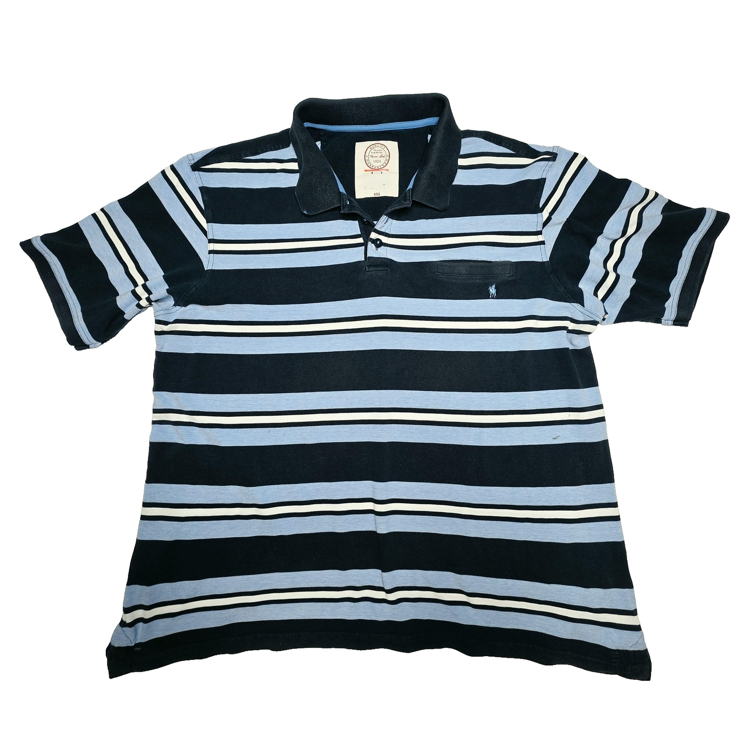 Thomas Cook Shirt Men's 4XL Blue Striped Short Sleeve Cotton Polo Casual