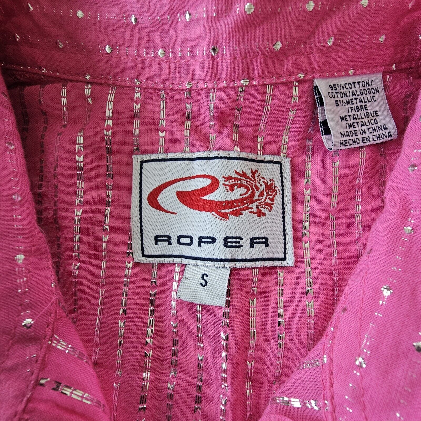 Roper Western Arena 3/4 Sleeve Shirt Ladies Size Small