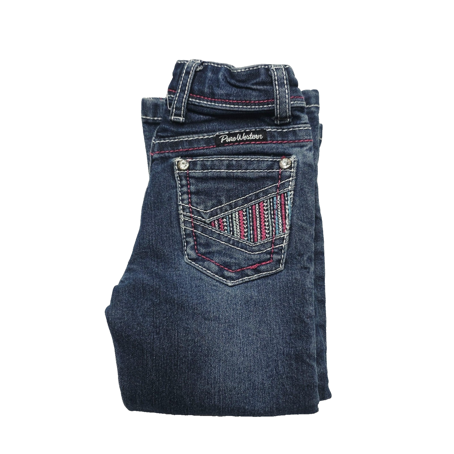 Pure Western Jeans Girls 2-3 Years Bootcut Denim Embroidered Adjustable Waist