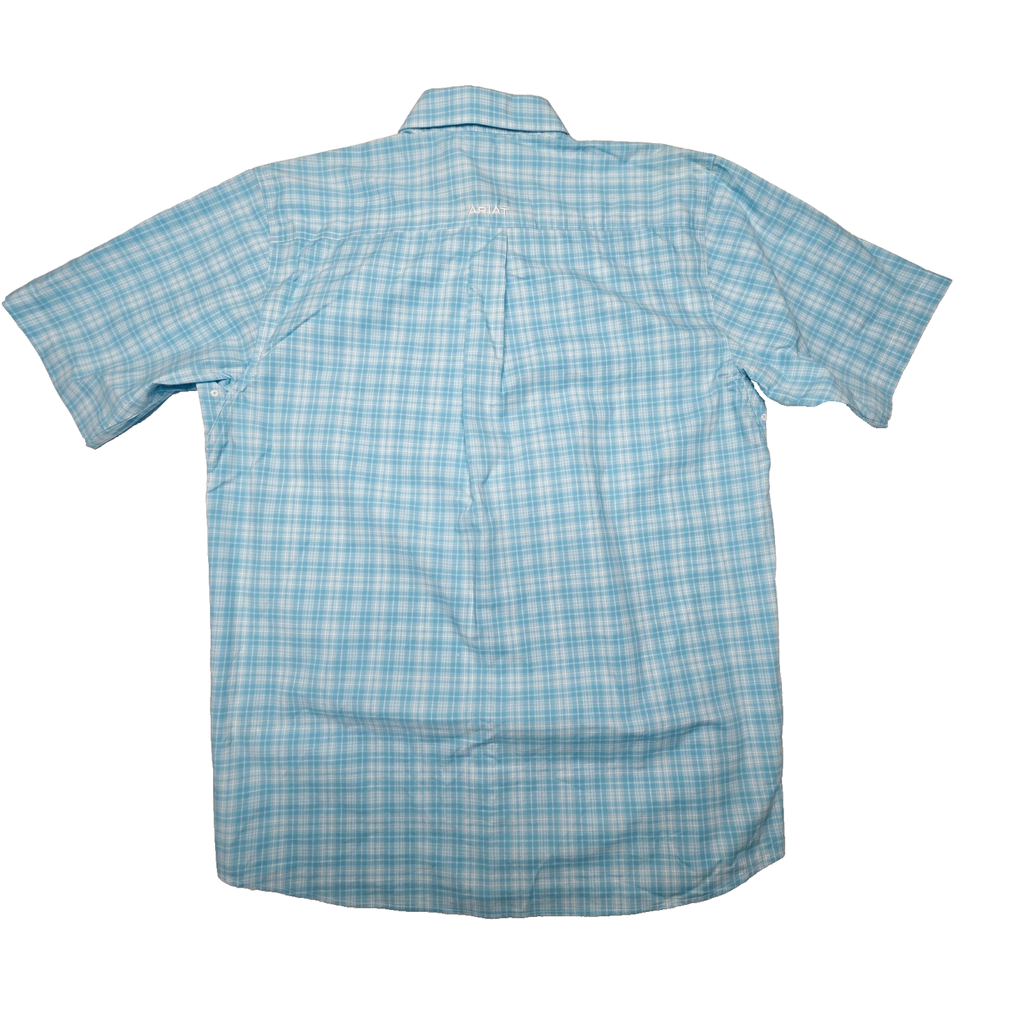 Ariat Pro Series Shirt Mens M Blue Check Short Sleeve Button Up Classic Fit