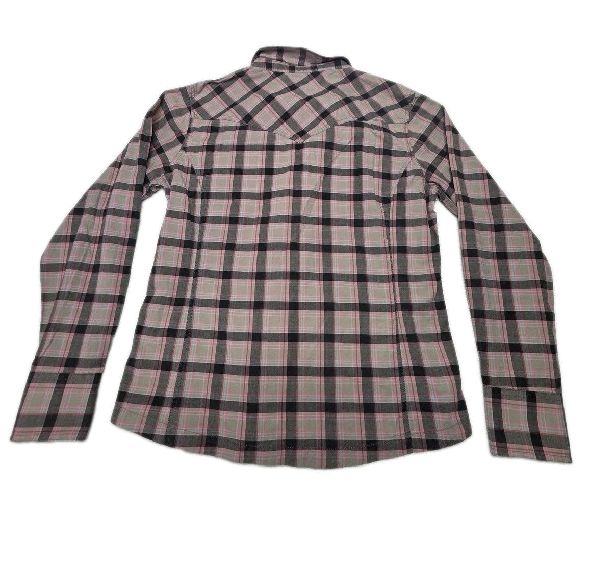 Wrangler Shirt Womens 12 Multicolour Pink Grey Plaid Button Up Long Sleeve