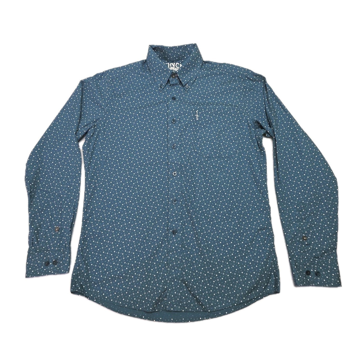 Cinch Shirt Women's S Blue Modern Fit Long Sleeve Button Up Cotton Geometric