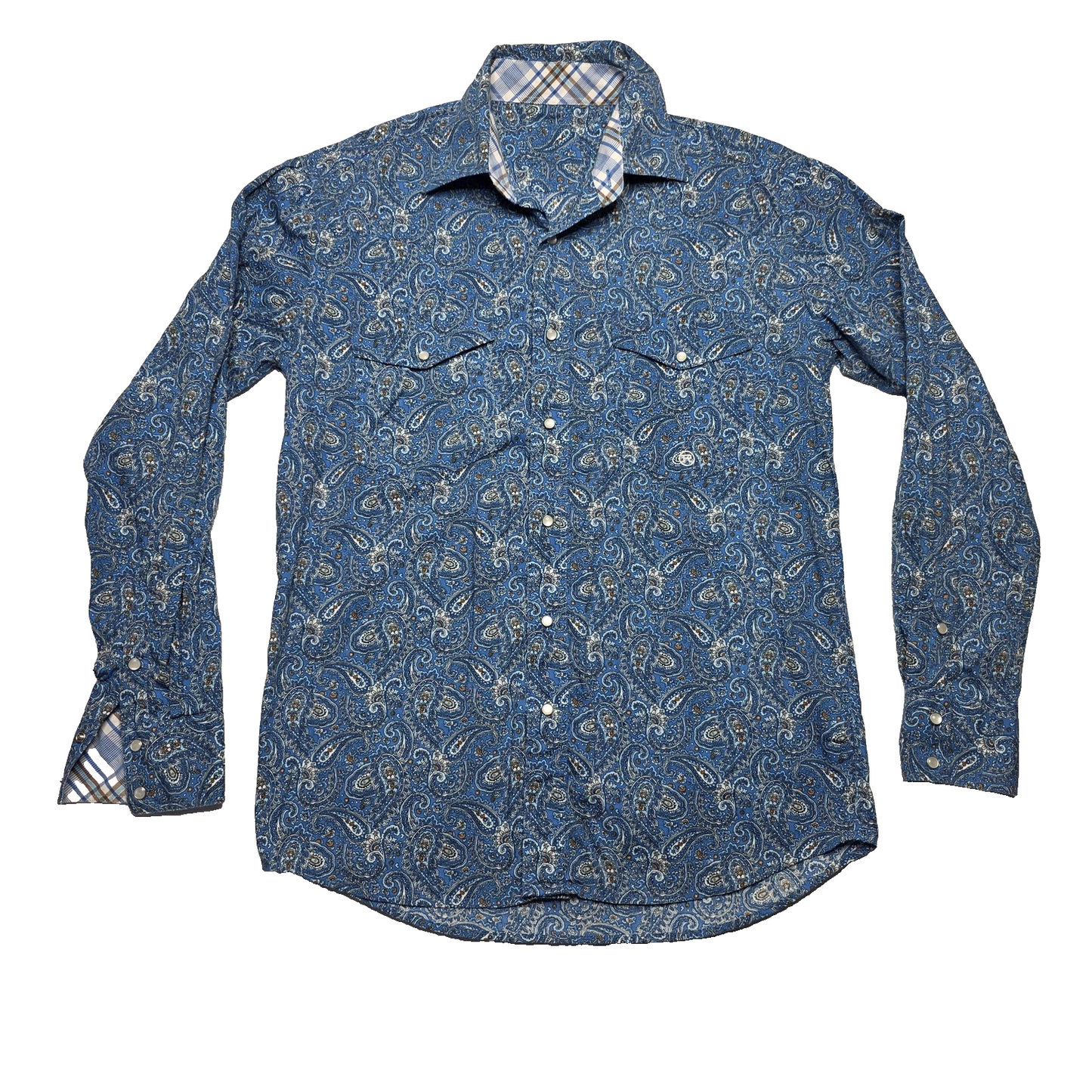 Roper Paisley Shirt Mens Medium M 100% Cotton Long Sleeve Snap Front Western