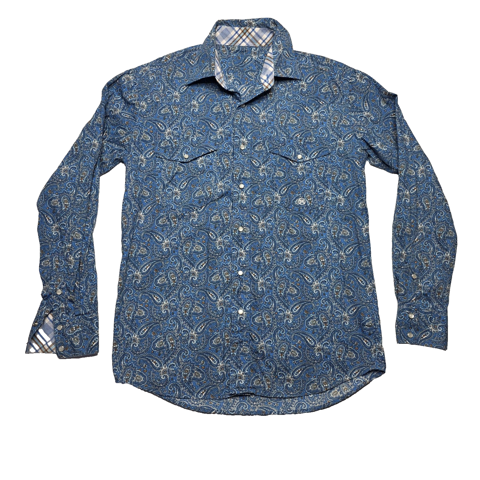 Roper Paisley Shirt Mens Medium M 100% Cotton Long Sleeve Snap Front Western