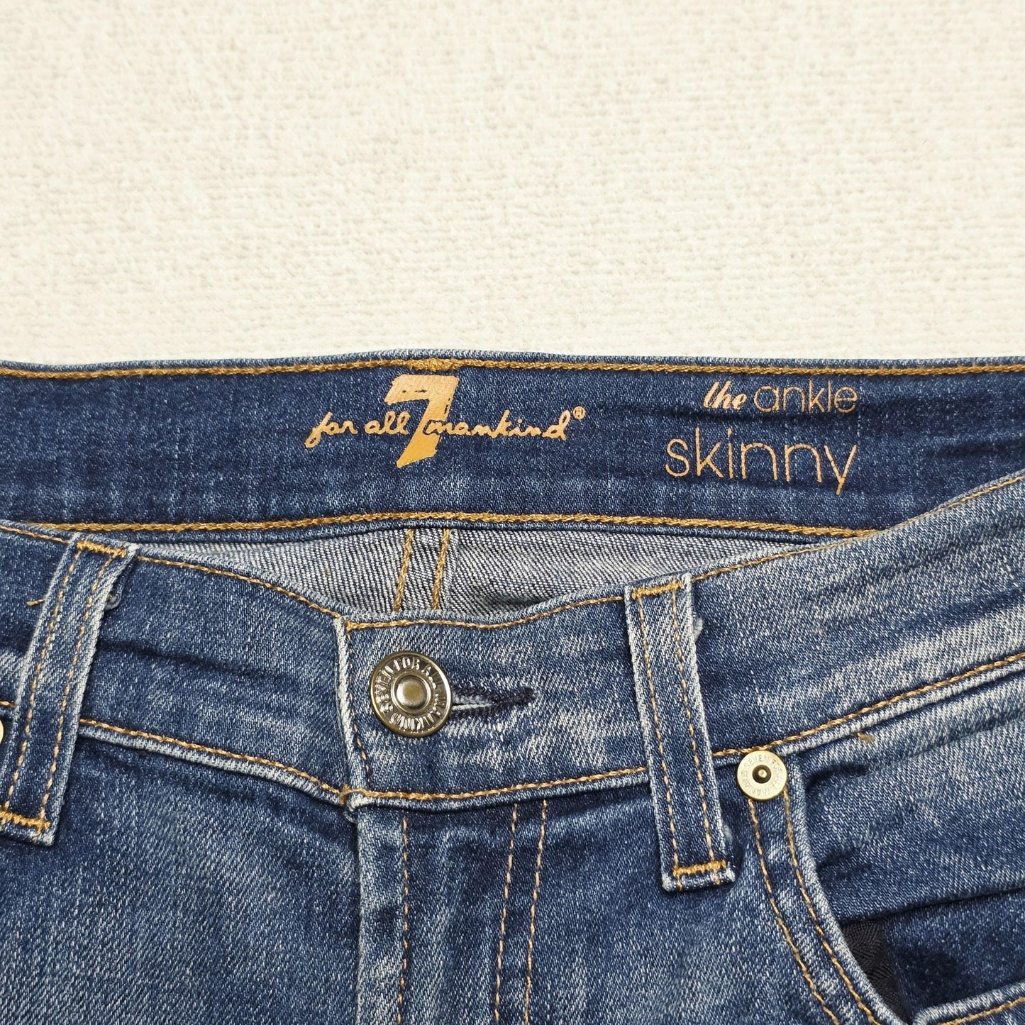 7 For All Mankind Jeans Women's 26x27 Blue The Ankle Skinny Distressed Raw Hem