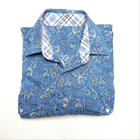 Roper Paisley Shirt Mens Medium M 100% Cotton Long Sleeve Snap Front Western