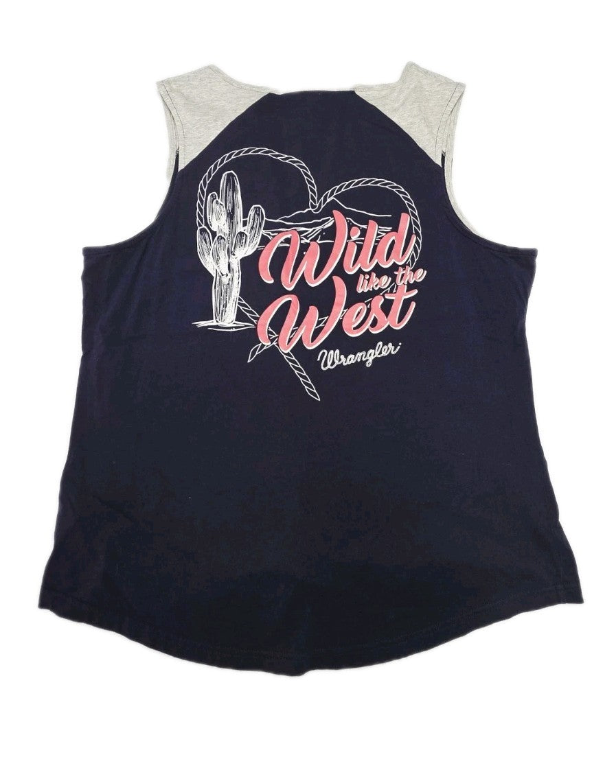 Wrangler Wild Like The West Sleeveless Tee Ladies Size 16