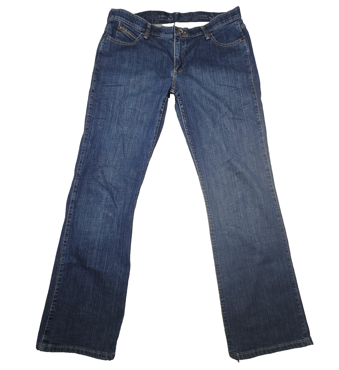 Wrangler Jeans Women's 13/14 x32 Blue Straight Stretch Denim Embroidered Pockets