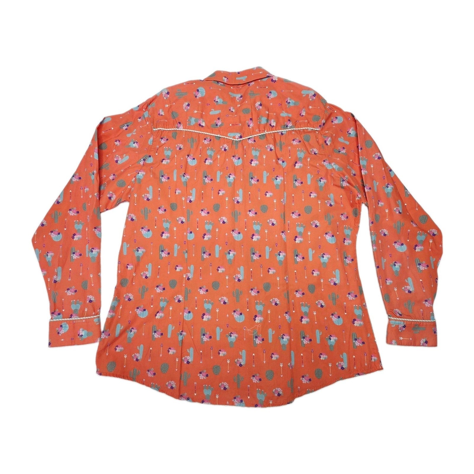 Pure Western Shirt Women's 20 Pink Long Sleeve Snap Cactus Floral Cotton Western