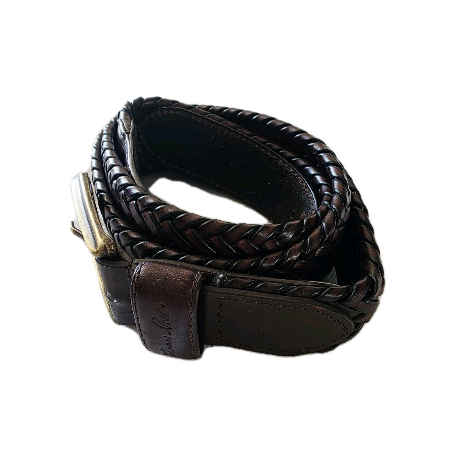 Thomas Cook Brown Leather Plaited Belt Mens Size 41"
