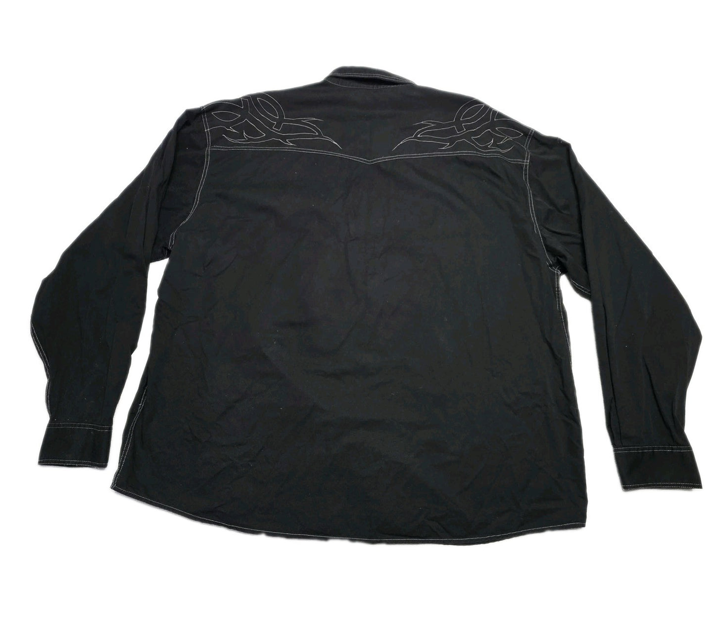 Bullzye Black Shirt Mens 5XL Black Long Sleeve Western Snap Front Embroidered