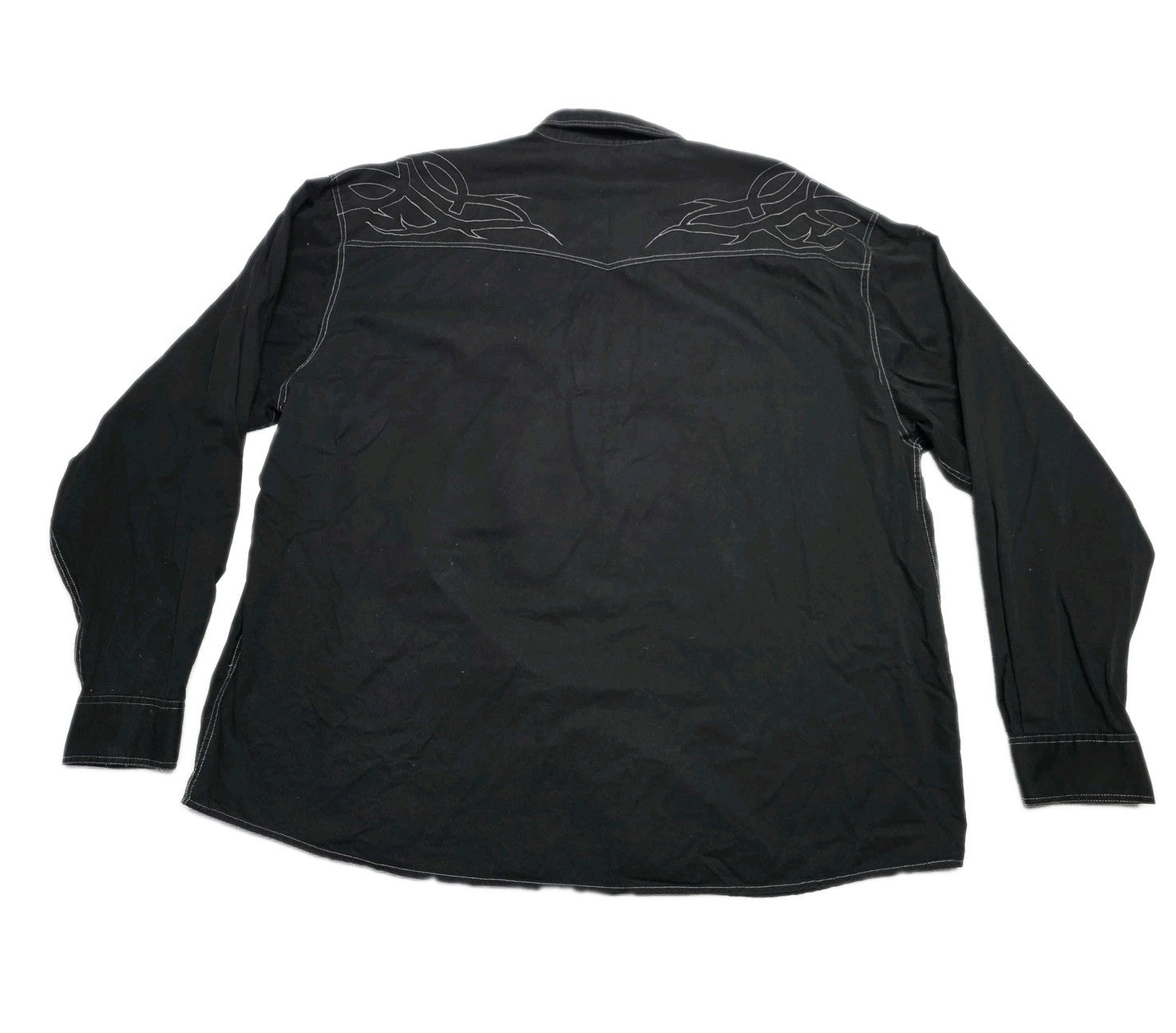 Bullzye Black Shirt Mens 5XL Black Long Sleeve Western Snap Front Embroidered