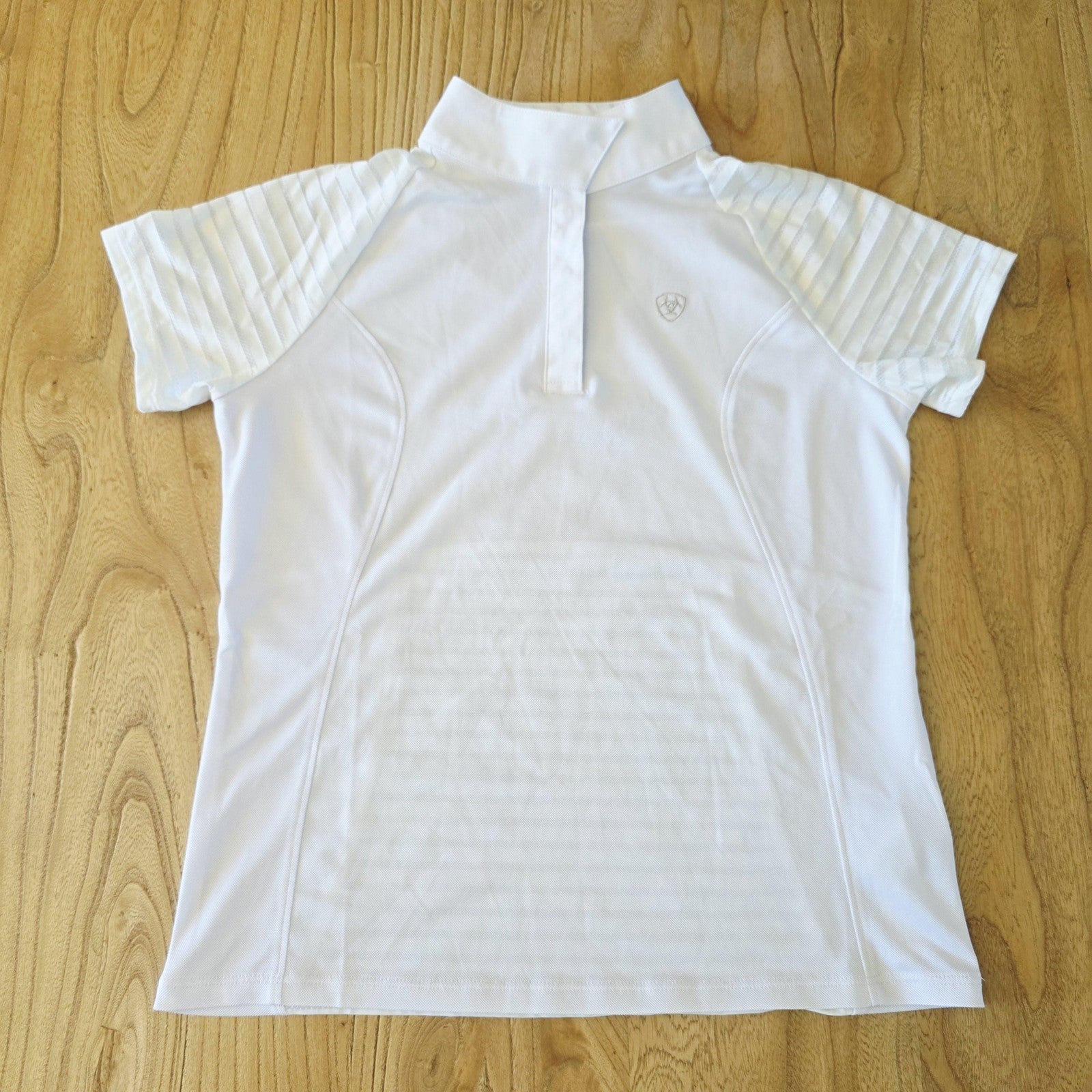 Ariat Polo Girls 12 White Short Sleeve Aptos Vent SS Snap Show Shirt Riding Top