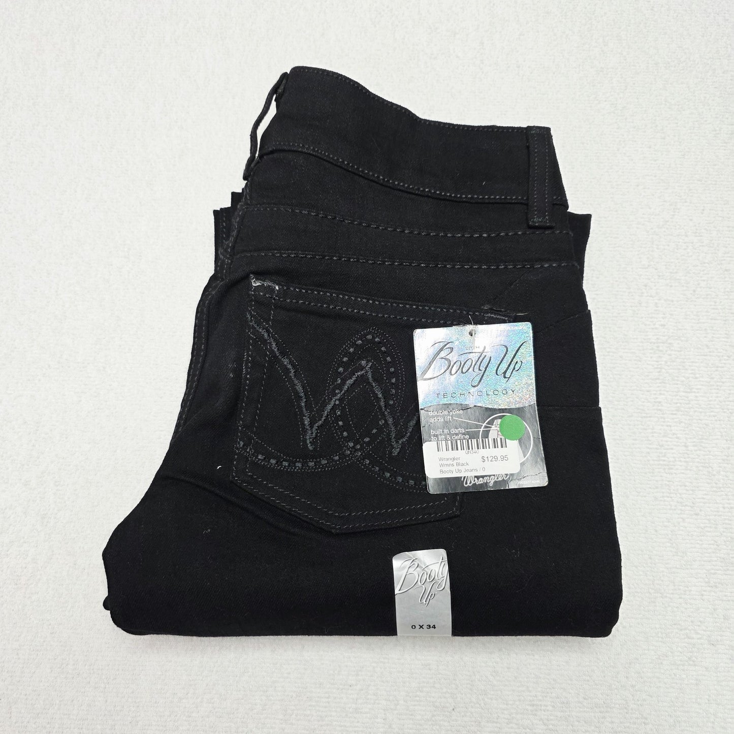 Wrangler Jeans Women's 0 Black Booty Up Bootcut Stretch Denim 0x34 Shaping