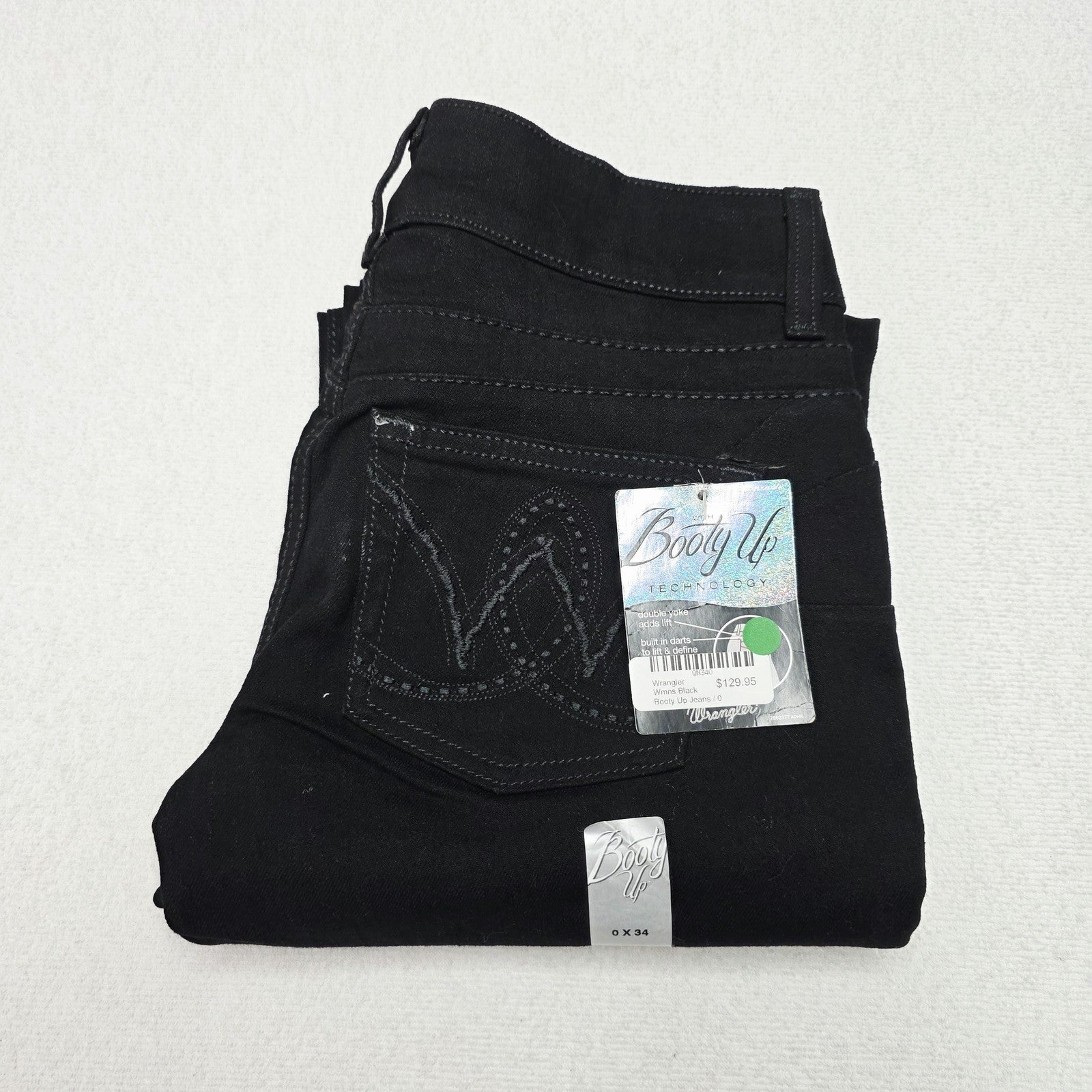 Wrangler Jeans Women's 0 Black Booty Up Bootcut Stretch Denim 0x34 Shaping