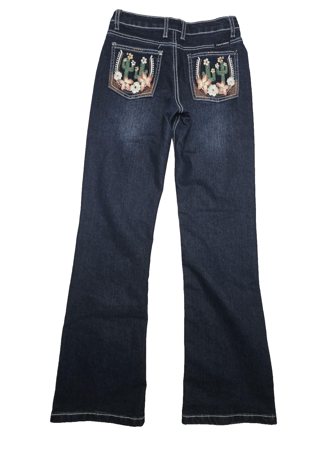 Pure Western Jeans Girls 11-12 Years Blue Bootcut Adjustable Waist Embroidered