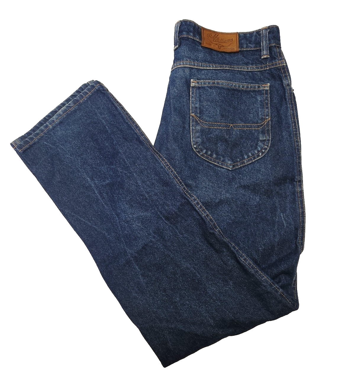 R.M. Williams Jeans Men's 34R Blue Straight Regular Cotton Denim Zip Fly TJ759
