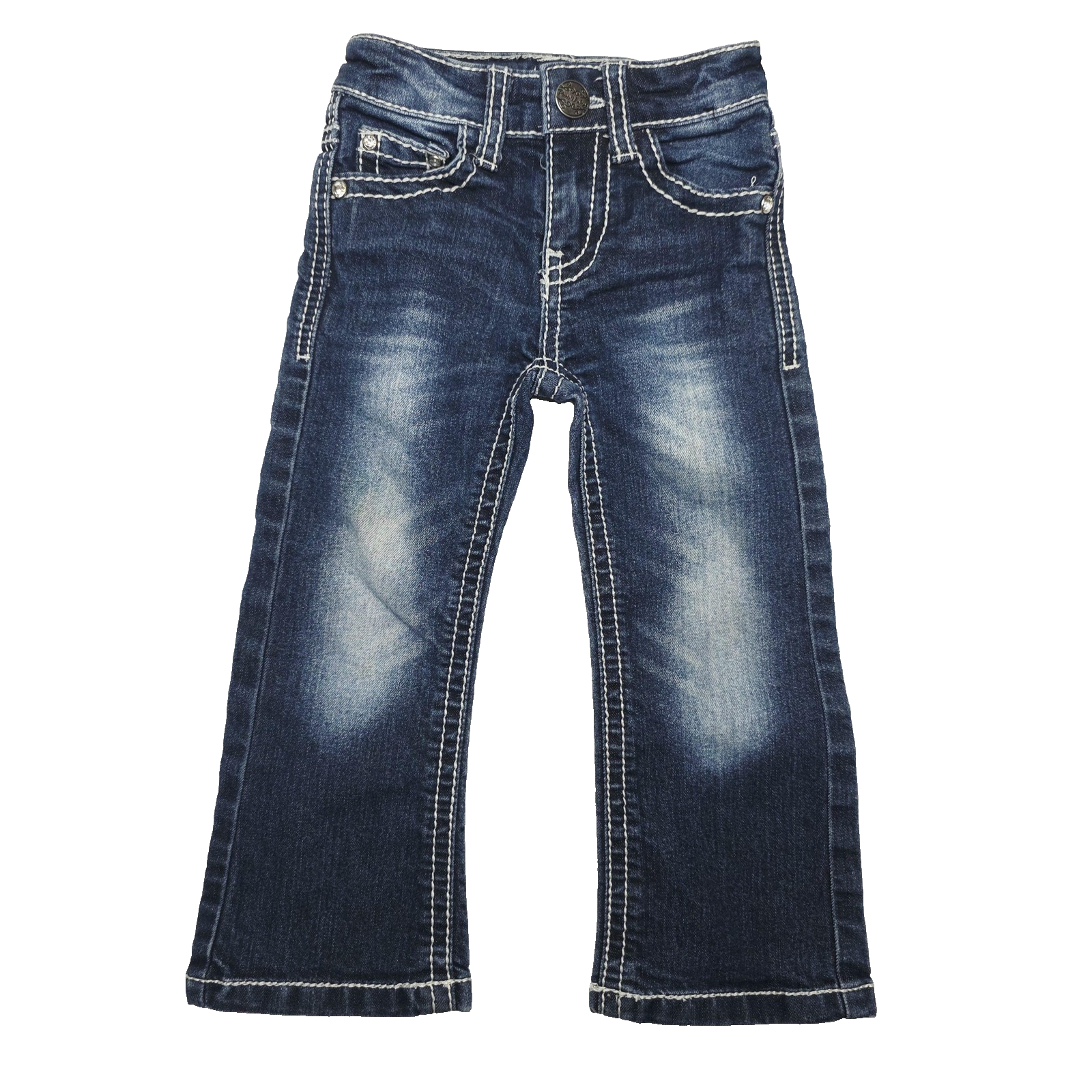 Pure Western Jeans Girls 2 Blue Straight Regular Denim Rhinestone Back Pockets