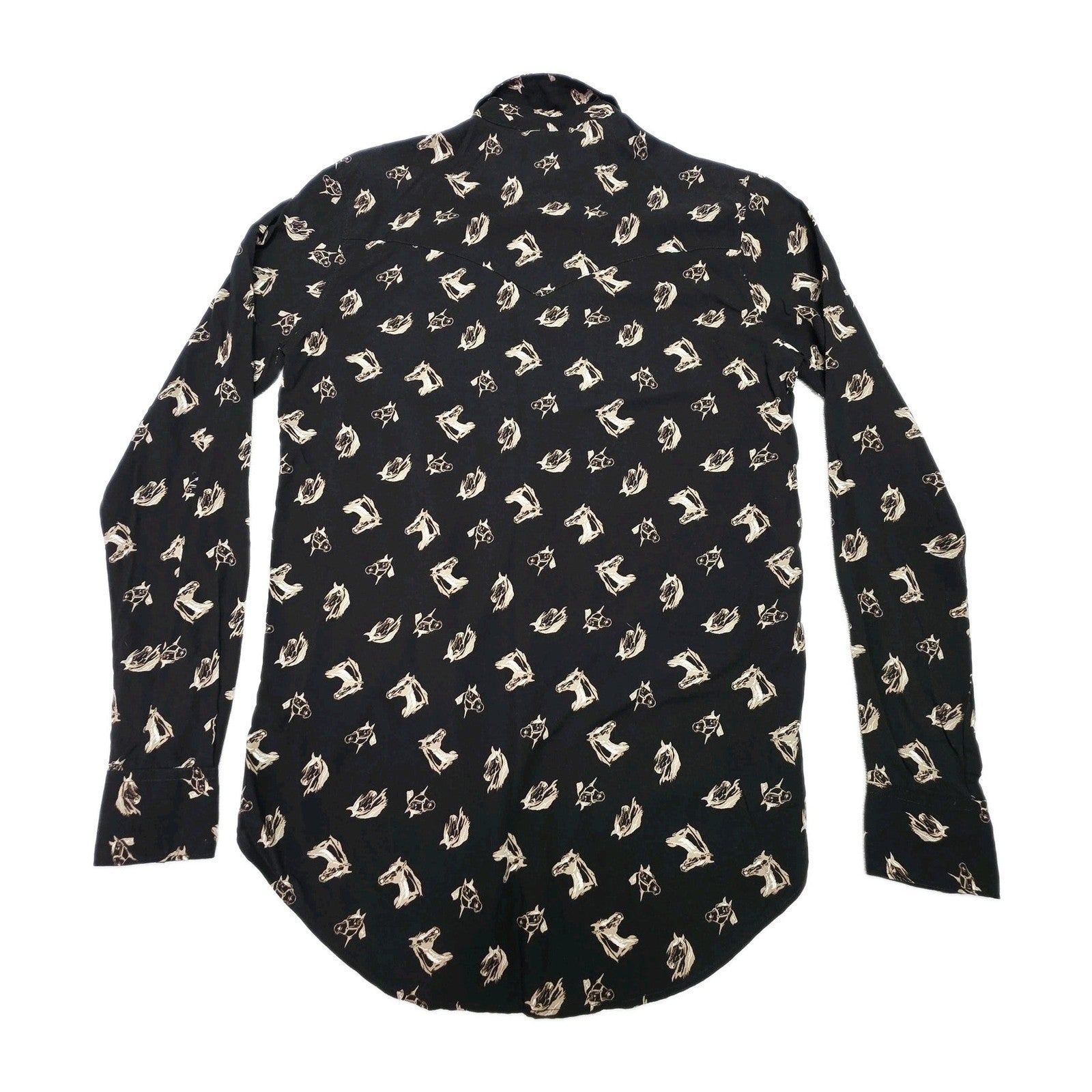 Cruel Denim Shirt Women's S Black Long Sleeve Snap Button Horse Print Western