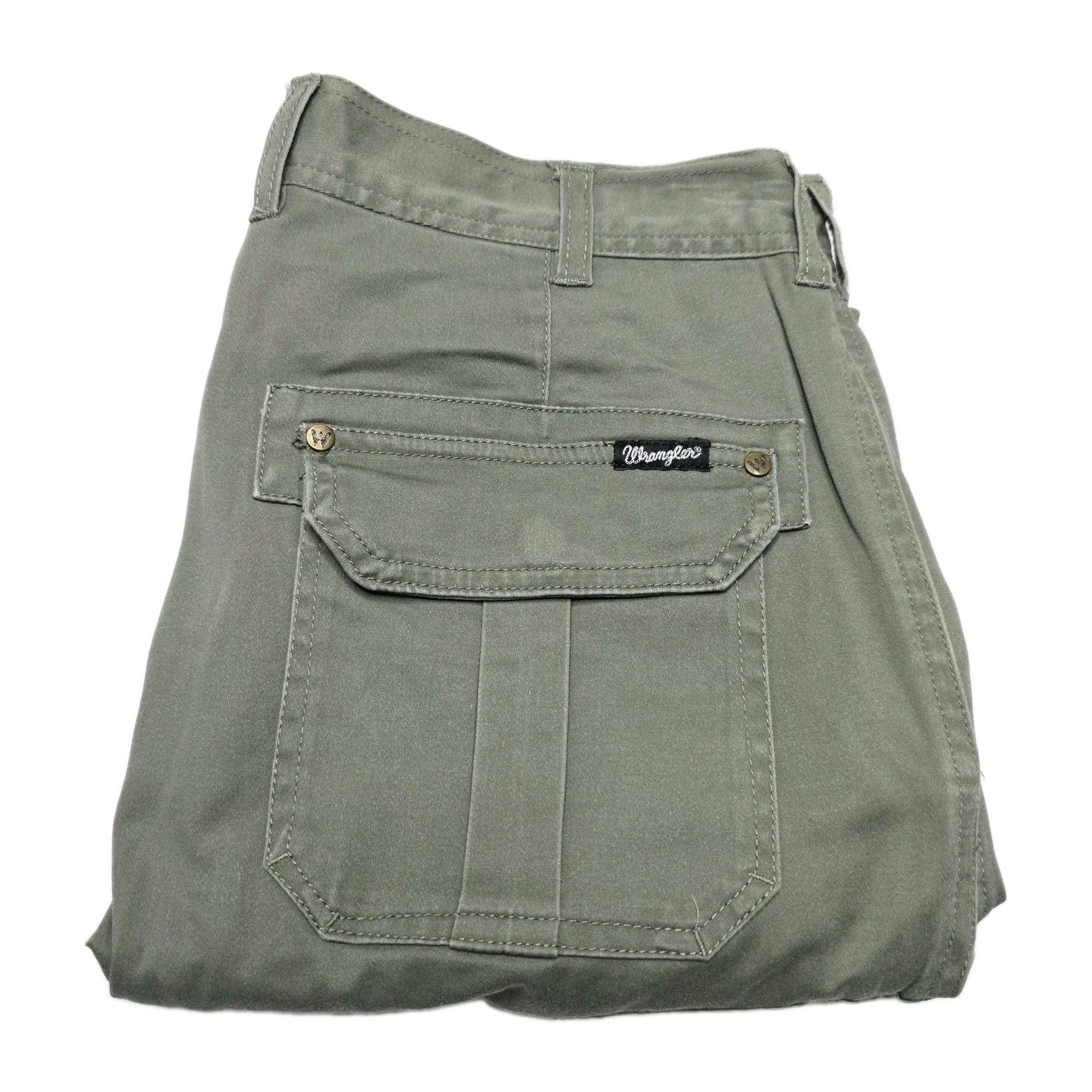 Wrangler Shorts Men's 32 Green Cargo Canvas Cotton Elastane Workwear Casual