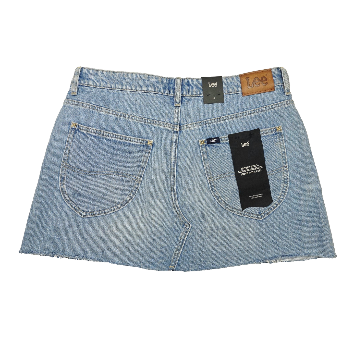 Lee Skirt Women's 12 Blue Denim Relaxed Mini Raw Hem Casual Soho Fade Summer