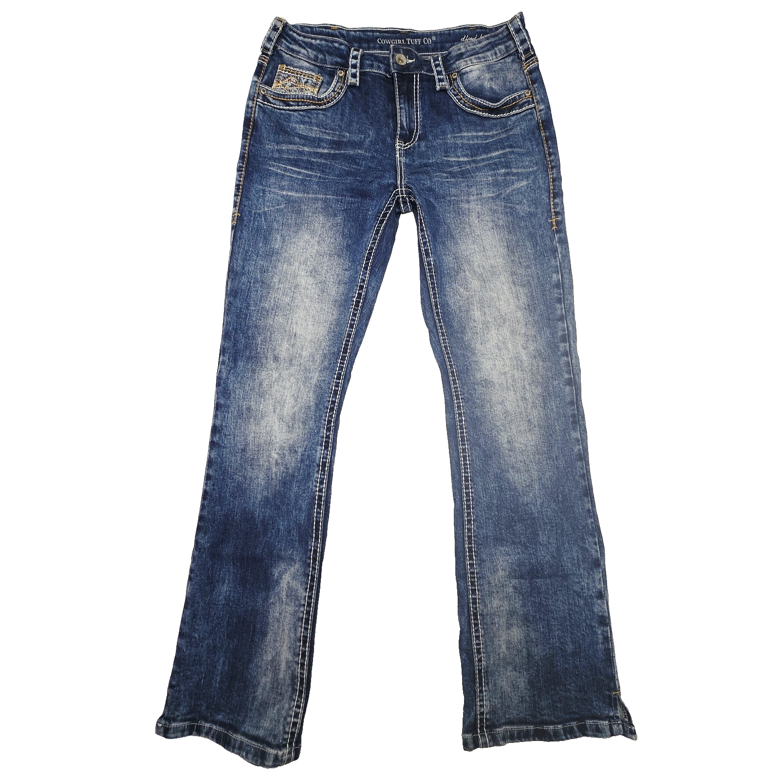 Cowgirl Tuff Co Jeans Women's 30 Blue Bootcut Denim Faded Embroidered