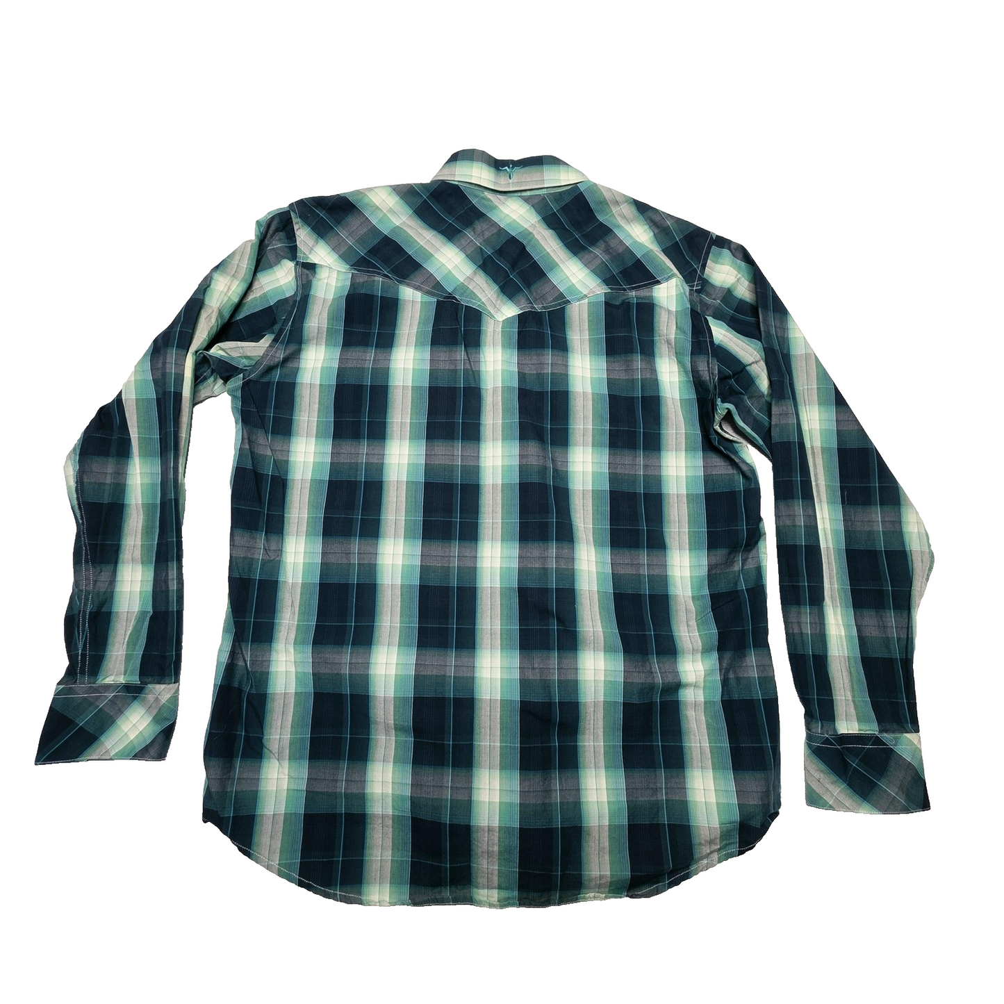 Wrangler Shirt Mens M Green Plaid Snap Front Long Sleeve Western Lightweight