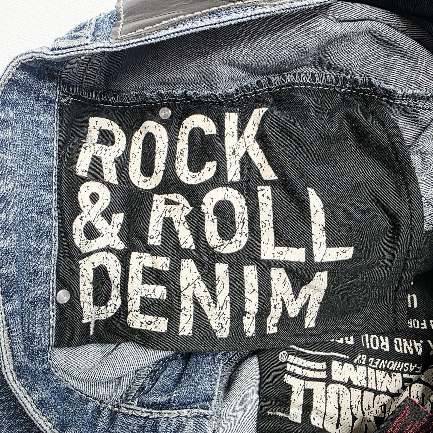 Rock & Roll Cowboy Revolver Straight Jeans Mens 34x36 Blue Slim Straight