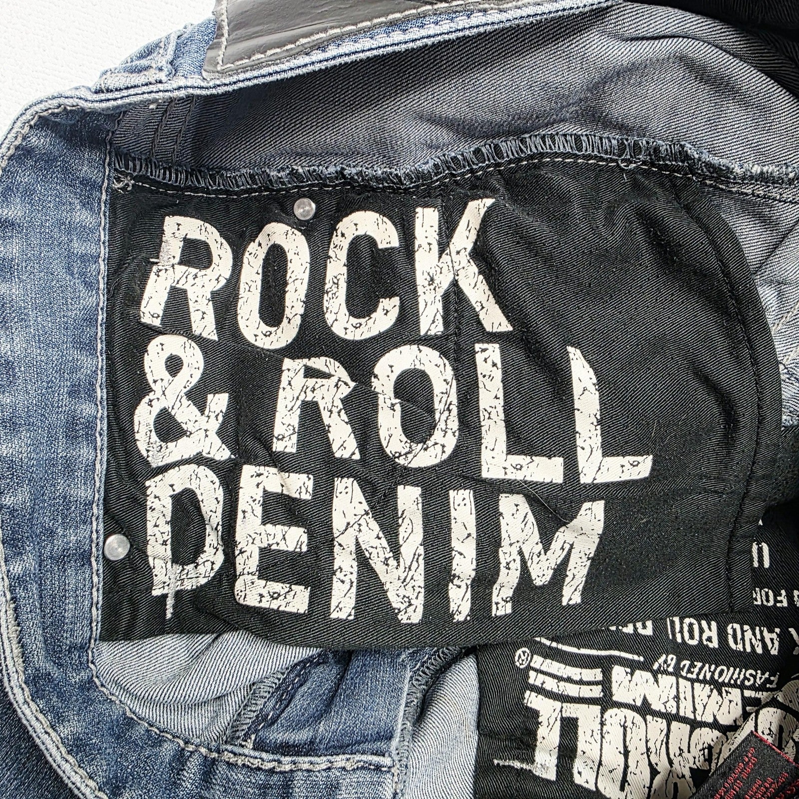 Rock & Roll Cowboy Revolver Straight Jeans Mens 34x36 Blue Slim Straight