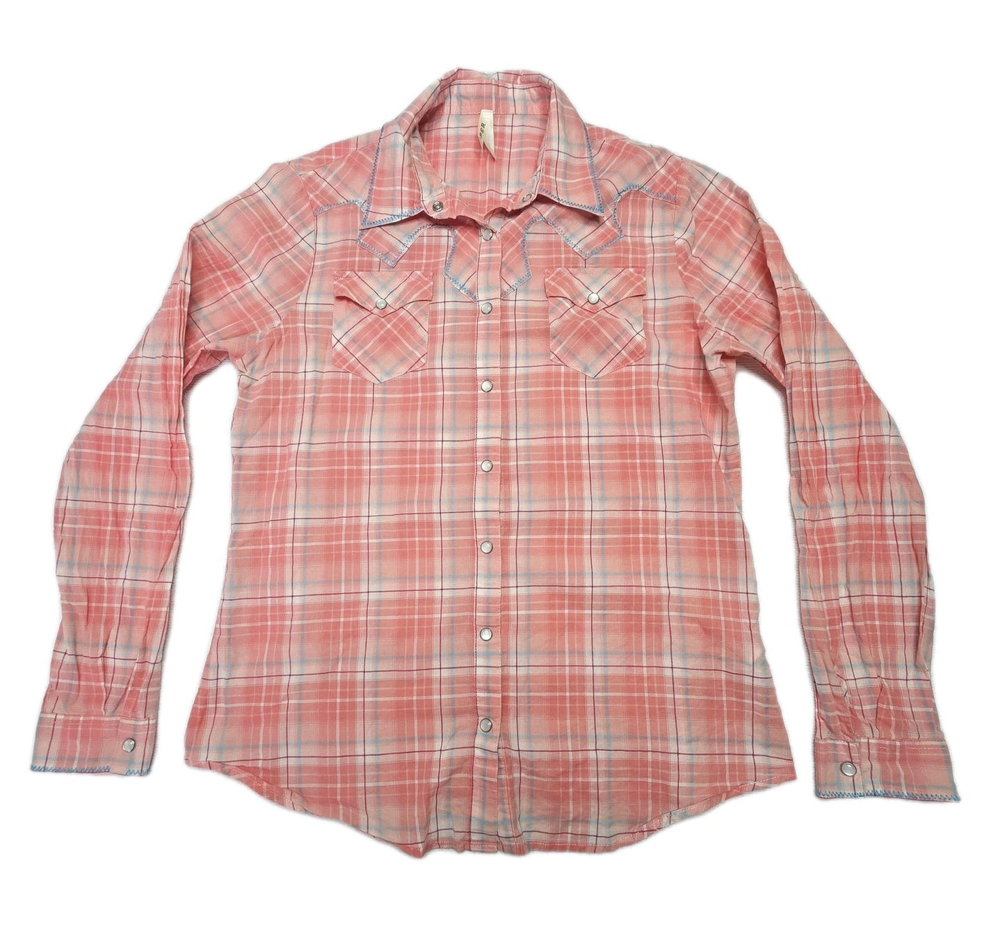 Roper Shirt Women's M Pink Plaid Long Sleeve Pearl Snap Western Cotton Pockets
